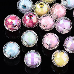Transparent Acrylic Beads, Bead in Bead, AB Color, Faceted Round, Mixed Color, 8mm, Hole: 2mm(X-TACR-N011-006A-03)