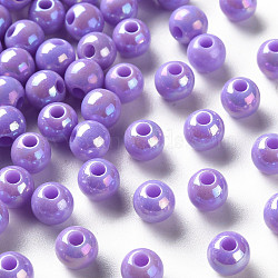 Opaque Acrylic Beads, AB Color Plated, Round, Lilac, 6x5mm, Hole: 1.8mm, about 4400pcs/500g(MACR-S370-D6mm-A32)