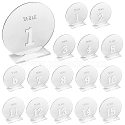 Acrylic Digital Seat Board Seat Card, for Wedding, Restaurant, Birthday Party Table Decorations, Flat Round, Silver, finished product: 46x280x123.5mm(DIY-WH0320-38B)