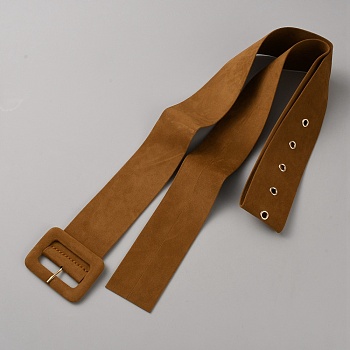 Cloth Wide Belts with Alloy Findings for Coat, Light Gold, Saddle Brown, 1290x50x1.2mm