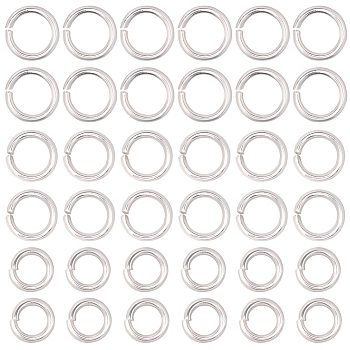 600Pcs 3 Styles 304 Stainless Steel Open Jump Rings, for Chainmaille Weaves, Stainless Steel Color, 8~10x1.5mm, Inner Diameter: 5~7mm, 200pcs/style