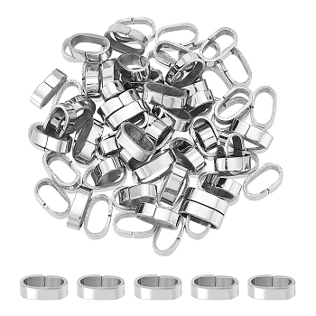 80Pcs 304 Stainless Steel Slide Charms/Slider Beads, For Leather Cord Bracelets Making, Oval, Stainless Steel Color, 3.5x11.6x6.6mm, Hole: 9.2x4.5mm