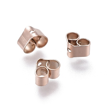 Ion Plating(IP) 304 Stainless Steel Ear Nuts, Butterfly Earring Backs for Post Earrings, Rose Gold, 4.5x6x3.5mm, Hole: 0.8mm