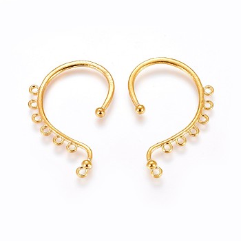 Alloy Earring Hooks, with Horizontal Loop, Long-Lasting Plated, Golden, 57x36x2mm, 12 Gauge, Hole: 2mm