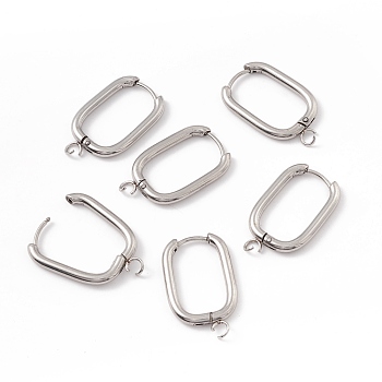 201 Stainless Steel Hoop Earring Findings, with 316 Stainless Steel Pin and 304 Stainless Steel Horizontal Loops, Oval, Stainless Steel Color, 26x15.5x2.5mm, Hole: 2.5mm, Pin: 1mm