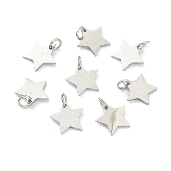 (Defective Closeout Sale: Scratches)304 Stainless Steel Charms, Star, Stainless Steel Color, 12x12x1mm, Ring: 5x0.8mm, 3.5mm Inner Diameter
