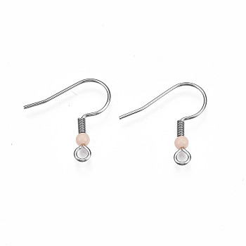 304 Stainless Steel Earring Hooks, Ear Wire, with Acrylic Beads and Horizontal Loop, Wheat, 19.5x18.5mm, Hole: 2mm, Pin: 0.6mm