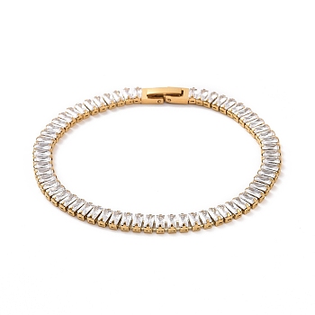 Clear Cubic Zirconia Tennis Bracelet, 304 Stainless Steel Chain Bracelet for Women, Golden, 8-5/8 inch(22cm)