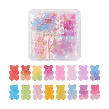 160Pcs 16 Style Opaque Flatback Resin Cabochons, Bear, Mixed Color, 10pcs/style
