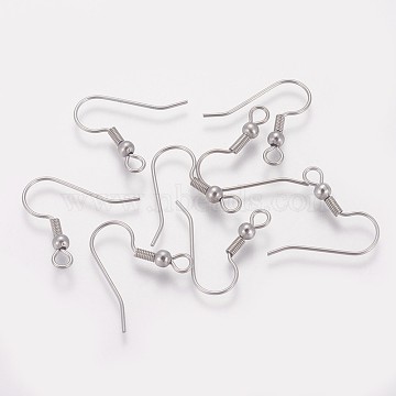 316 Surgical Stainless Steel Earring Hooks, Stainless Steel Color, 20x21x3mm, Hole: 2mm, Pin:0.7mm(X-STAS-I090-03P)
