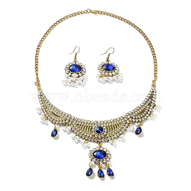 Royal Blue Mixed Shapes Rhinestone Earrings & Necklaces