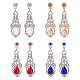 4 Pairs 4 Colors Rhinestone Teardrop Dangle Stud Earrings(EJEW-AN0004-22)-1