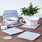 Felt Coaster, Cup Mat, Square, Dark Gray, 100x100x5mm, 8pcs/set(AJEW-WH0678-11)