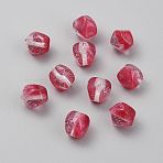 Transparent Resin Beads, Nuggets, Faceted, with Silver Glitter Powder, Dark Red, 10x10x10mm, Hole: 1.8mm(RESI-CJC0816-001I)