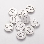 Non-Tarnish 201 Stainless Steel Charms, Flat Round with Number, Num.0, 12mm(STAS-Q201-T087-0)
