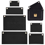 6pcs 6 style Wool Felt Bag Organizer Inserts, with Alloy Grommets, for Envelope Bag Interior Accessories, Rectangle, Black, 5.4~24.9x9.25~17x0.3~0.6cm, Hole: 8~9.5mm, 1pc/style(FIND-WR0008-26)