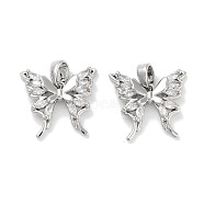 Brass Micro Pave Cubic Zirconia Pendants, Butterfly Charms, Platinum, 15x16x3.5mm, Hole: 3x4mm(KK-C051-44P)