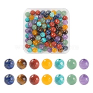 100Pcs 7 Style Natural Mixed Gemstone Beads, Faceted, Round, 8~9mm, Hole: 1mm(G-LS0001-59)