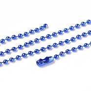 Iron Ball Bead Chains, Soldered, with Iron Ball Chain Connectors, Dodger Blue, 28 inch, 2.4mm(CH-E002-2.4mm-5A)