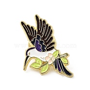 Bird with Branch Enamel Pin, Gold Plated Alloy Animal Badge for Backpack Clothes, Black, 29x19x1.5mm(JEWB-J005-12C-G)