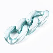 Opaque Acrylic Linking Rings, Quick Link Connectors, for Curb Chains Making, Pearlized, Twist, Pale Turquoise, 29x20x6mm, Inner Diameter: 8x16mm(OACR-S036-011A-15)