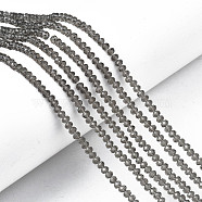Glass Beads Strands, Faceted, Rondelle, Dark Gray, 3.5x3mm, Hole: 0.4mm, about 113~115pcs/strand, 32~33cm(EGLA-A034-T3mm-D30)