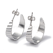 304 Stainless Steel Round Stud Earrings, Half Hoop Earrings for Women, Stainless Steel Color, 22.5x7.5x22.5mm, Pin: 0.7mm(EJEW-I284-07P)