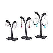 Black Pedestal Display Stand, Jewelry Display Rack, Earring Tree Stand, Black, 5.8~7x8.5~14.5cm, 3stands/set(EDIS-FG0001-06)