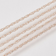 Soldered Brass Covered Iron Rope Chains, with Spool, Rose Gold, 2.5x1.5x0.2mm, about 328.08 Feet(100m)/roll(CH-S125-07A-RG)