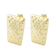 Brass Stud Earrings, Trapezoid, Real 18K Gold Plated, 26.5x18mm(EJEW-M244-09G)