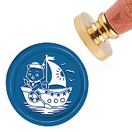 Brass Wax Seal Stamp with Handle, for DIY Scrapbooking, Cat Pattern, 3.5x1.18 inch(8.9x3cm)(AJEW-WH0184-0261)