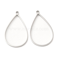 Non-Tarnish 304 Stainless Steel Open Back Bezel Teardrop Pendants, For DIY UV Resin, Epoxy Resin, Pressed Flower Jewelry, Stainless Steel Color, 40x24.5x3mm, Hole: 2mm, Inner Diameter: 34x22.5mm(STAS-Z040-11A-P)