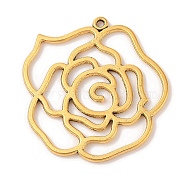 Tibetan Style Alloy Pendants, Rose, Lead Free & Cadmium Free, Antique Golden, 43x39x2mm, Hole: 2mm(GLF10554Y)