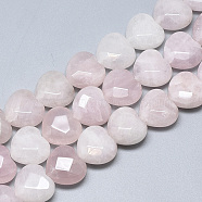 Natural Rose Quartz Beads Strands, Faceted, Heart, 14.5~15x15~15.5x7~8mm, Hole: 1.2mm, about 14pcs/strand, 7.6 inch(G-S357-E02-07)