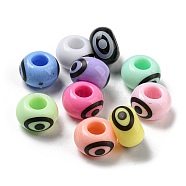 Printed Acrylic Beads, Rondelle with Eye, Mixed Color, 13.5x8.7mm, Hole: 5.4mm(OACR-E031-01)