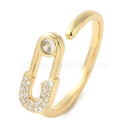 Brass Micro Pave Cubic Zirconia Rings for Women, Long-Lasting Plated, Golden, Adjustable(RJEW-E295-46G)