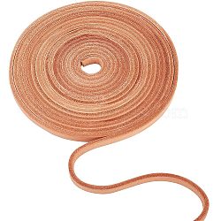 Flat Cowhide Leather Cord, for Jewelry Making, Goldenrod, 8x4mm(WL-GF0001-10C-01)