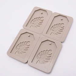 Monstera Food Grade Silicone Pendant Molds, Resin Casting Molds, For UV Resin, Epoxy Resin Craft Making, Tan, 186x140x11.5mm, Hole: 5mm, Inner Size: 79x48.5mm(DIY-WH0181-12)