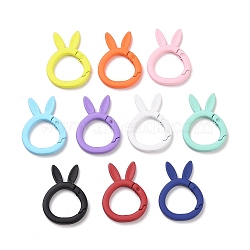 Spray Painted Alloy Spring Gate Rings, Rabbit, Mixed Color, 6 Gauge, 37.5x27.5x4mm(FIND-I031-01)