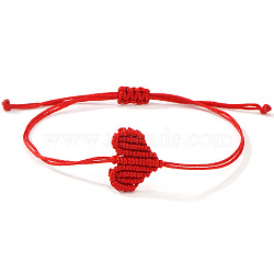 Adjustable Braided Polyester Cord Bracelets for Friendship and Couple, Heart, Red, 11.02 inch(28cm)(X-VG5785-1)