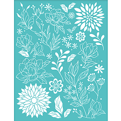 Self-Adhesive Silk Screen Printing Stencil, for Painting on Wood, DIY Decoration T-Shirt Fabric, Turquoise, Flower Pattern, 220x280mm(DIY-WH0338-018)