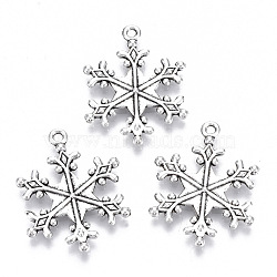 Tibetan Style Alloy Pendants, Lead Free & Cadmium Free, Snowflake, Antique Silver, 28.5x22x2.5mm, Hole: 1.6mm, about 200pcs/500g(TIBE-N010-31AS-RS)