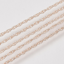 Soldered Brass Covered Iron Rope Chains, with Spool, Rose Gold, 2.5x1.5x0.2mm, about 328.08 Feet(100m)/roll(CH-S125-07A-RG)