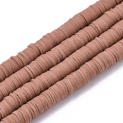 Handmade Polymer Clay Beads Strands, for DIY Jewelry Crafts Supplies, Heishi Beads, Disc/Flat Round, Chocolate, 8x0.5~1mm, Hole: 2mm, about 350~387pcs/strand, 15.75 inch~16.14 inch(40~41cm)(CLAY-R089-8mm-041)