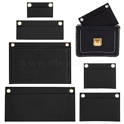 WADORN 6pcs 6 style Wool Felt Bag Organizer Inserts, with Alloy Grommets, for Envelope Bag Interior Accessories, Rectangle, Black, 5.4~24.9x9.25~17x0.3~0.6cm, Hole: 8~9.5mm, 1pc/style(FIND-WR0008-26)