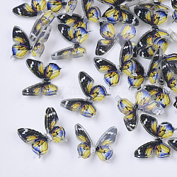 Plastic Cabochons, Butterfly, Yellow, 9.5x10.5x3mm(X-KY-T015-18)