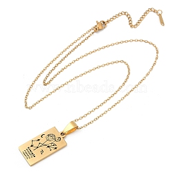 12 Constellation Stainless Steel Tarot Card Engraved Pendant Cable Chain Necklaces, Golden, Scorpio, 17.72 inch(45cm)(PW-WG94DCE-10)