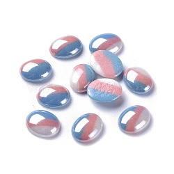 Opaque Glass Cabochons, Stripe Pattern, Oval, Colorful, 10x8x3mm(GGLA-S038-07C-8x10)