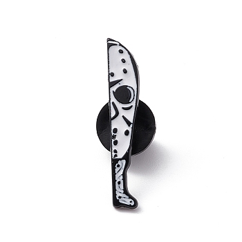 Knife with Skull Alloy Brooch for Backpack Clothes, White, 30x5.5x1.5mm, Pin: 1.2mm