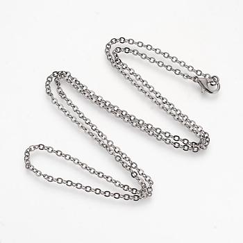 Brass Cable Chains Necklaces, Gunmetal, 23.6 inch(60cm)
